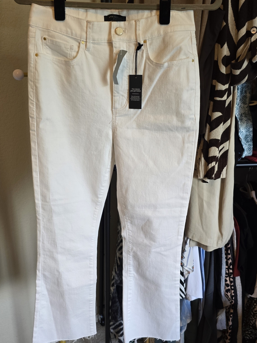 Ann Taylor White Petite Boot Crop Jeans